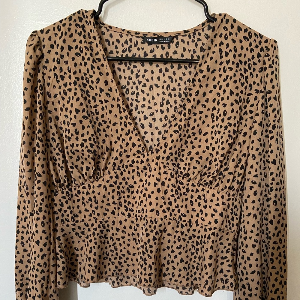 Cheetah Print Long Sleeve Blouse
